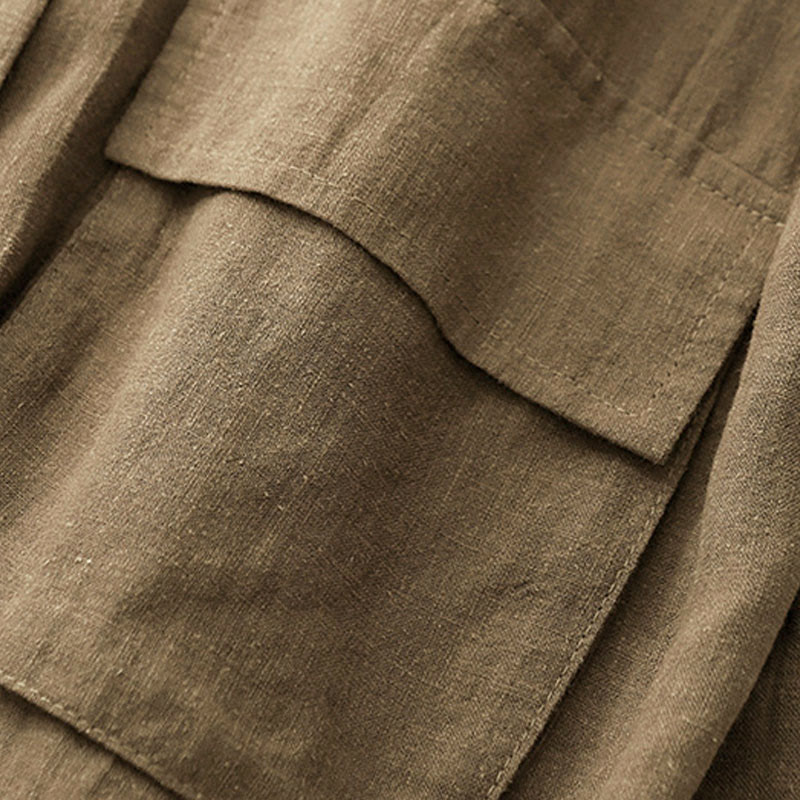 Giacca da donna in cotone a maniche lunghe con tasche e design doppiopetto Buddha Stones - image 3