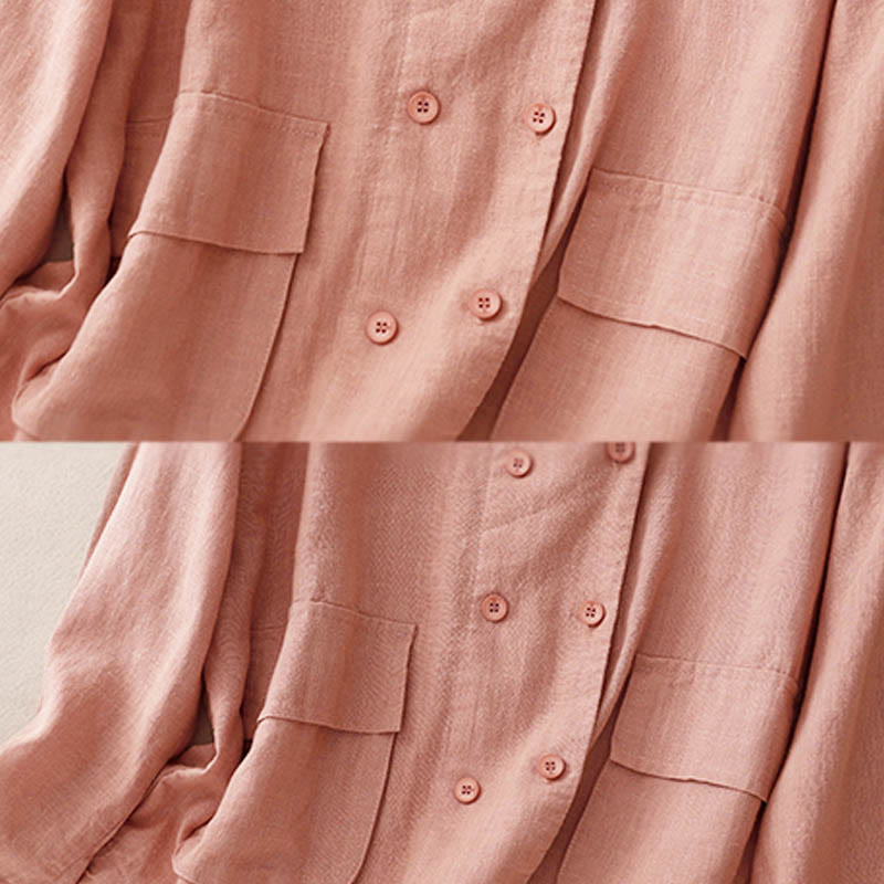 Giacca da donna in cotone a maniche lunghe con tasche e design doppiopetto Buddha Stones - image 18