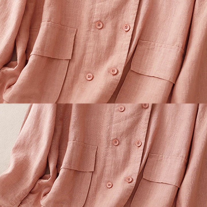 Giacca da donna in cotone a maniche lunghe con tasche e design doppiopetto Buddha Stones - image 18