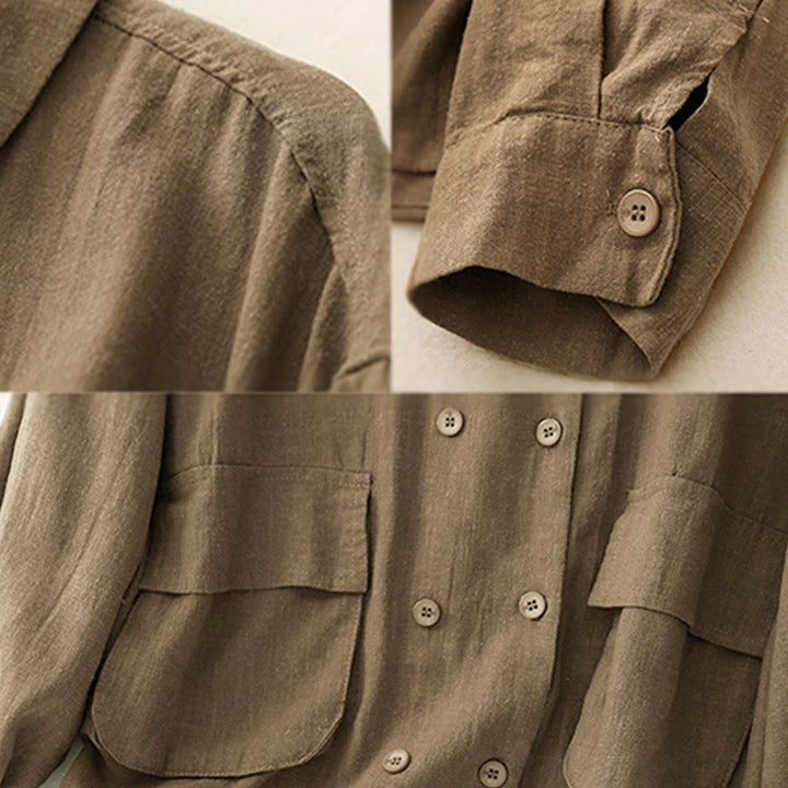 Giacca da donna in cotone a maniche lunghe con tasche e design doppiopetto Buddha Stones - image 5