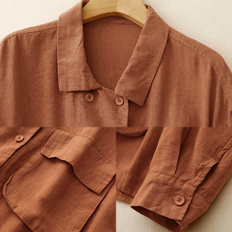 Giacca da donna in cotone a maniche lunghe con tasche e design doppiopetto Buddha Stones - image 8