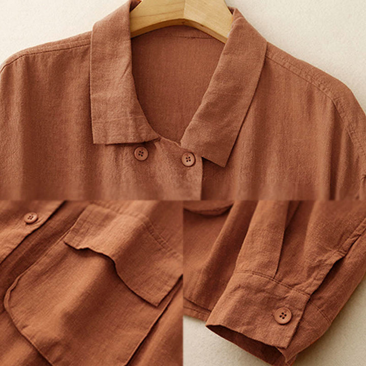 Giacca da donna in cotone a maniche lunghe con tasche e design doppiopetto Buddha Stones - image 8