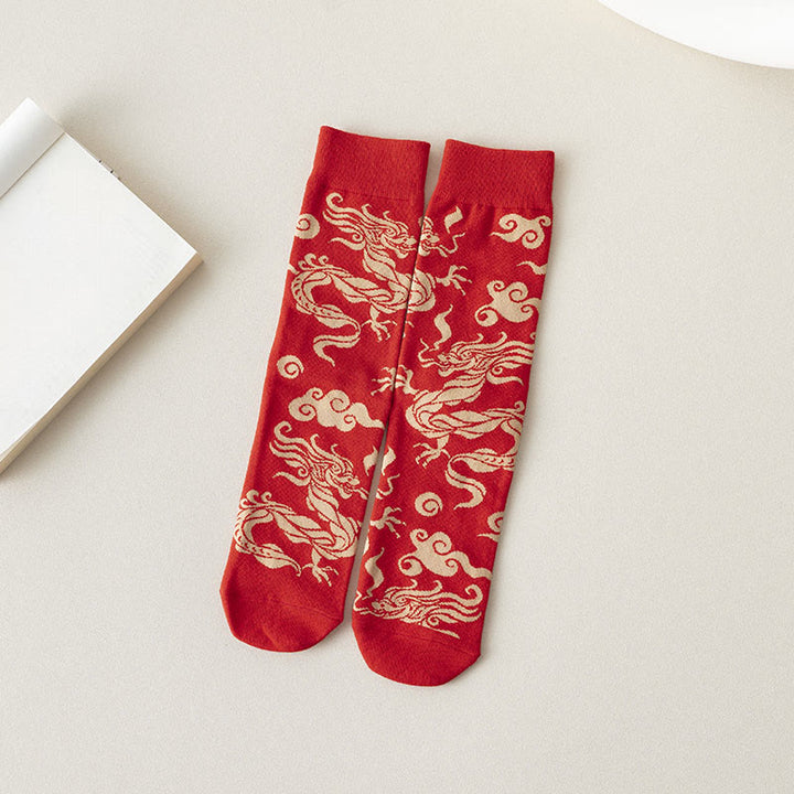 Calzini unisex da uomo e da donna in cotone casual con drago rosso e Buddha Stones - Drago - Taglia unica (adatta alla maggior parte delle taglie: US 3.5-10.5, EU 36-44, UK/AU 3.5-10.5, Asia 23-28 cm) - image 5