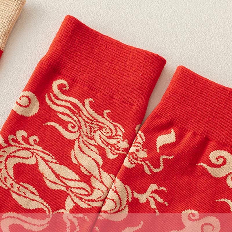 Calzini unisex da uomo e da donna in cotone casual con drago rosso e Buddha Stones - image 12
