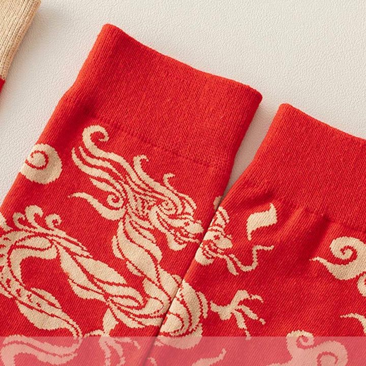 Calzini unisex da uomo e da donna in cotone casual con drago rosso e Buddha Stones - image 12
