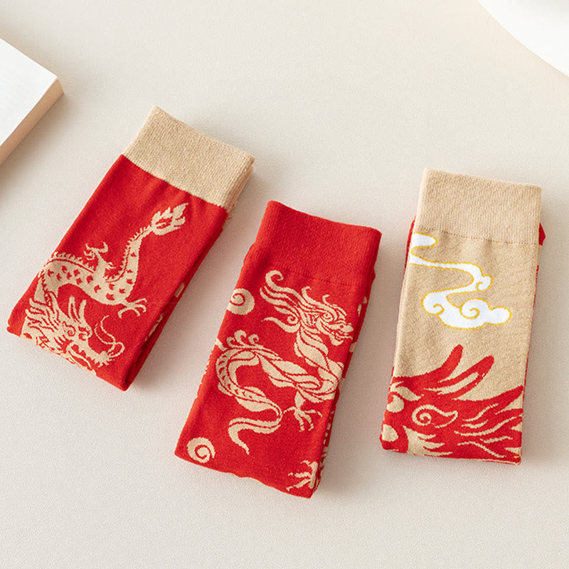Calzini unisex da uomo e da donna in cotone casual con drago rosso e Buddha Stones - image 20