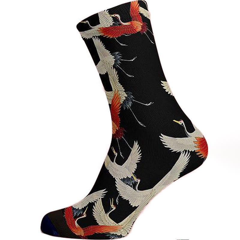 Calzini casual da uomo e da donna, unisex, con gru rosse e bianche, motivo Buddha Stones - Nero - Taglia unica (US 5-12, EU 37-45, UK/AU 4,5-11,5, AISA 23,5-28,5 cm) - image 0