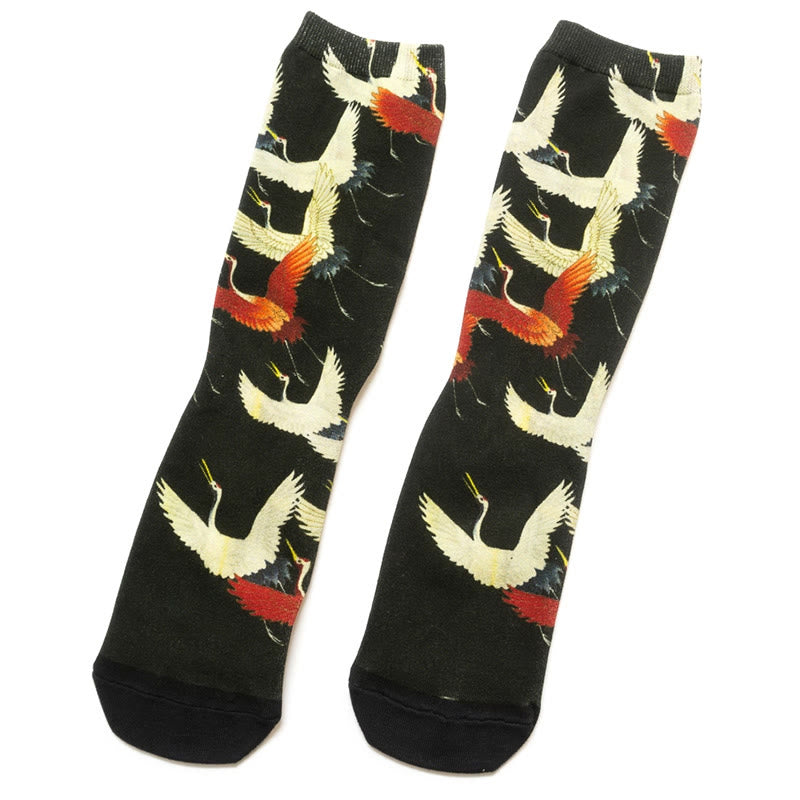 Calzini casual da uomo e da donna, unisex, con gru rosse e bianche, motivo Buddha Stones - image 1