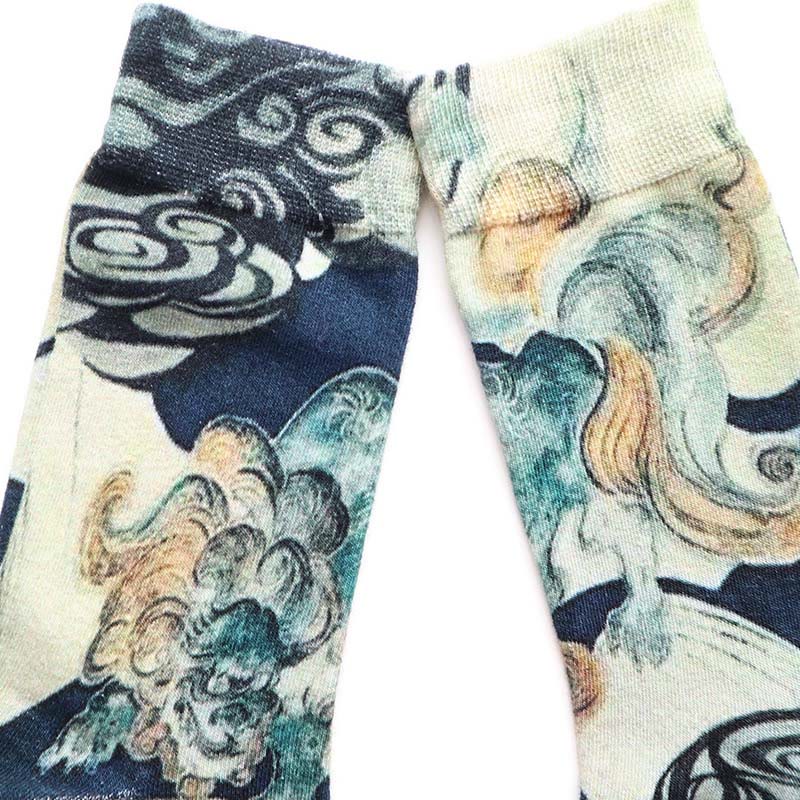 Calzini da donna in cotone micro Crew con nuvole di buon auspicio Buddha Stones - image 2