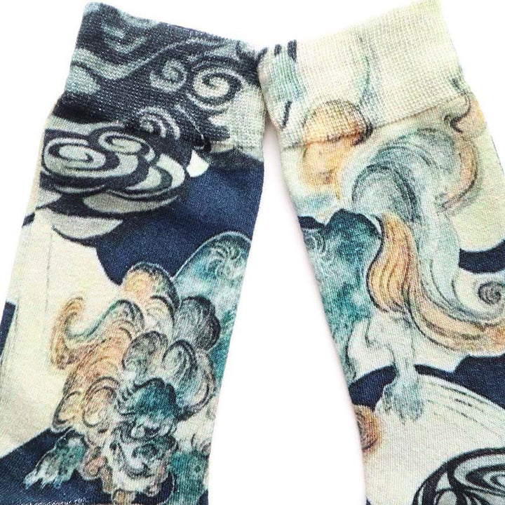 Calzini da donna in cotone micro Crew con nuvole di buon auspicio Buddha Stones - image 2