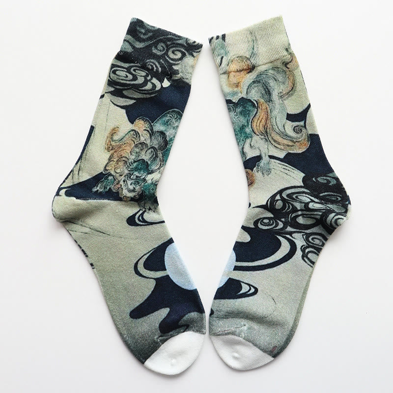 Calzini da donna in cotone micro Crew con nuvole di buon auspicio Buddha Stones - Melata - S (Stati Uniti 4,5-7, EU 35-38, UK/AU 2,5-4,5, AISA 22,5-24,5 cm) - image 0