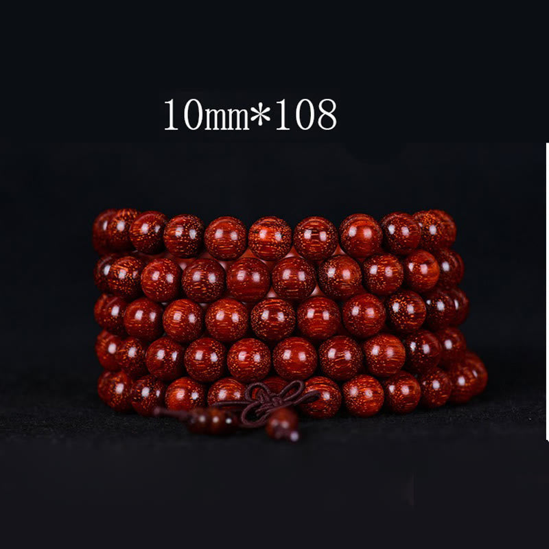 Braccialetto di equilibrio in legno di sandalo rosso con foglia piccola tibetana Buddha Stones - 10mm*108 - image 4