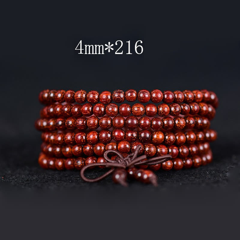 Braccialetto di equilibrio in legno di sandalo rosso con foglia piccola tibetana Buddha Stones - 4mm*216 - image 6