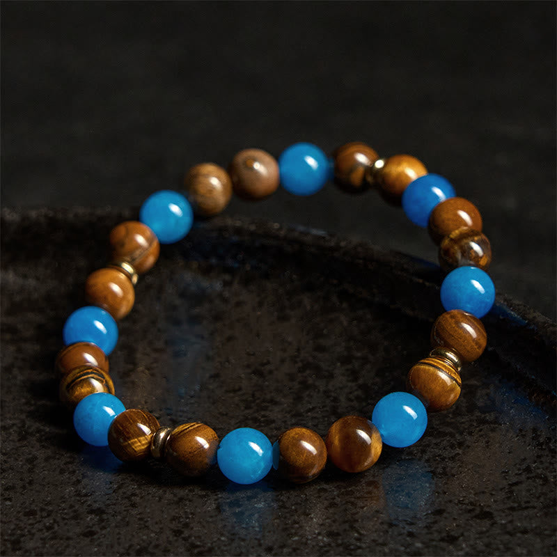 Braccialetto motivazionale con perline distanziatrici in apatite e occhio di tigre Buddha Stones - image 2