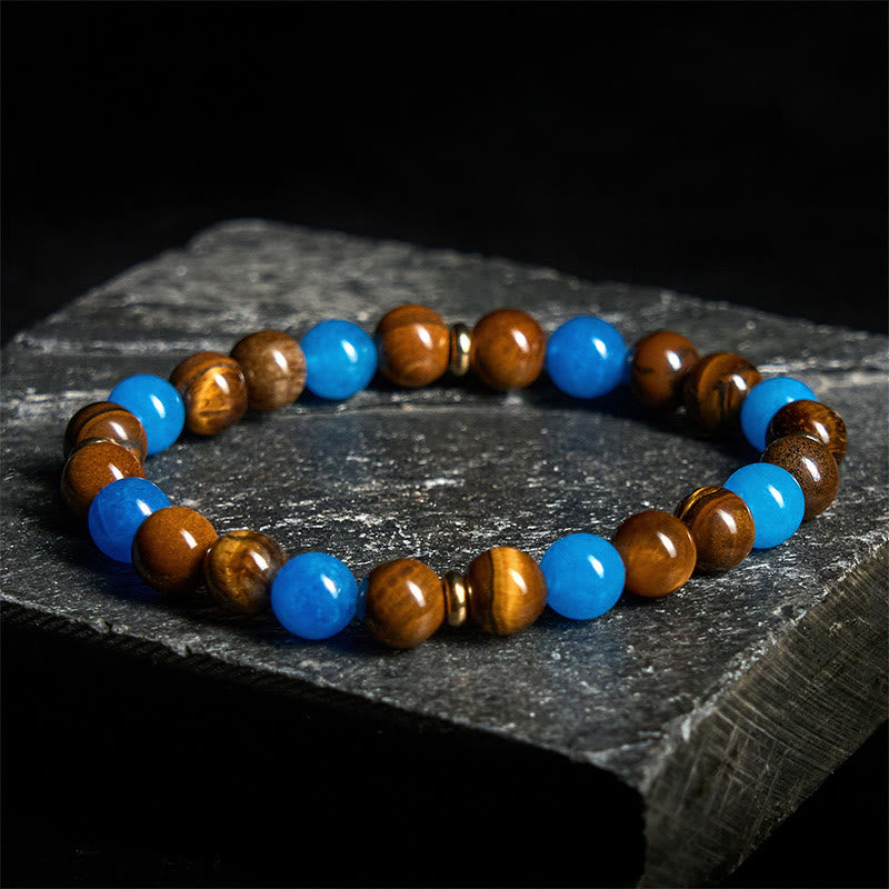 Braccialetto motivazionale con perline distanziatrici in apatite e occhio di tigre Buddha Stones - image 1