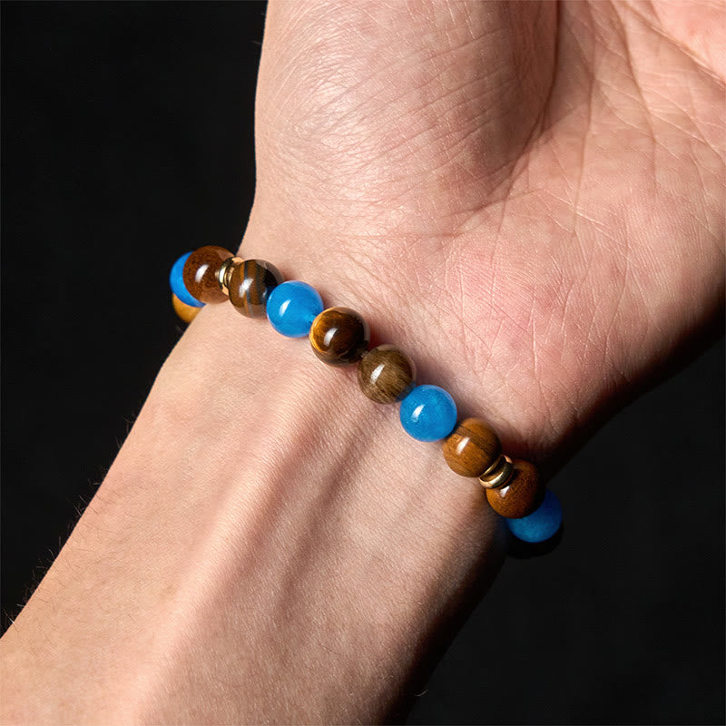Braccialetto motivazionale con perline distanziatrici in apatite e occhio di tigre Buddha Stones - image 4