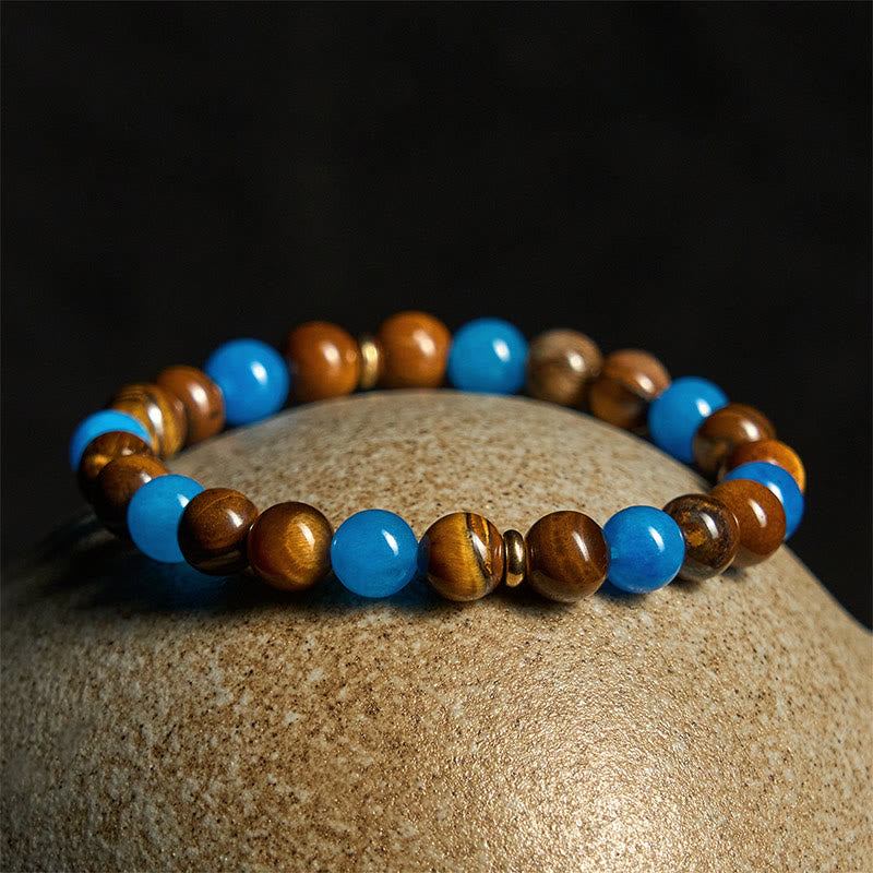 Braccialetto motivazionale con perline distanziatrici in apatite e occhio di tigre Buddha Stones - image 3