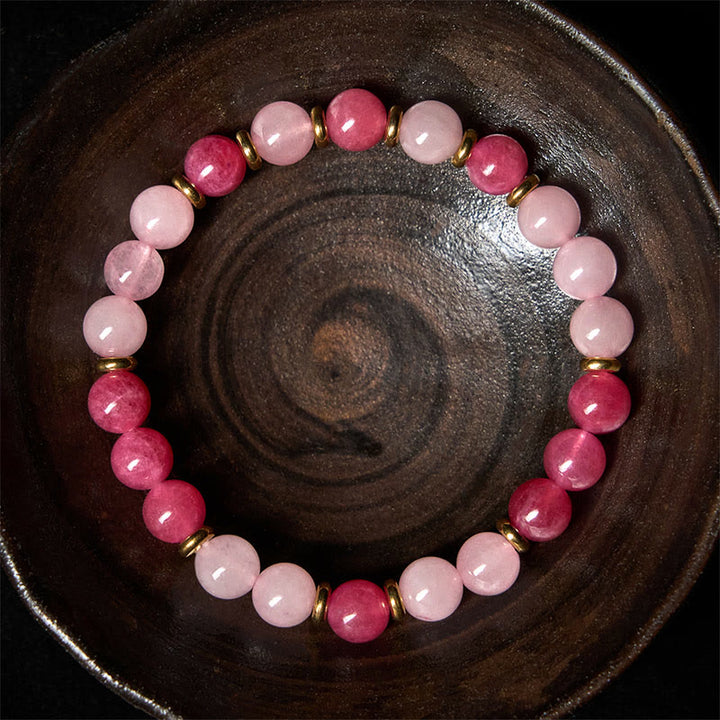 Braccialetto Buddha Stones con perline di cristallo rosa e quarzo fragola Love Positive - image 2