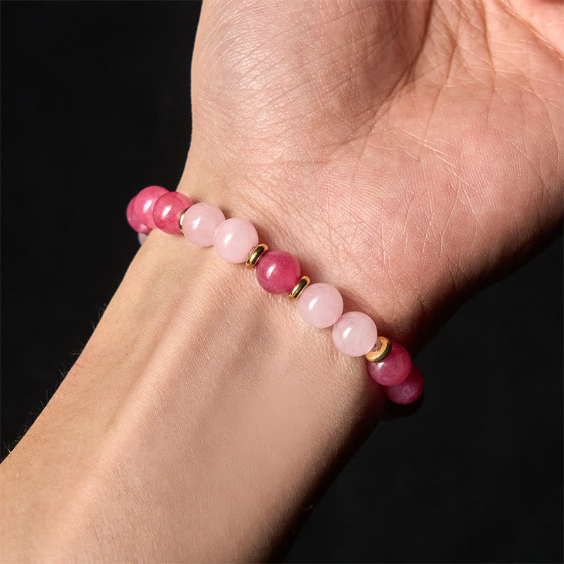 Braccialetto Buddha Stones con perline di cristallo rosa e quarzo fragola Love Positive - image 4