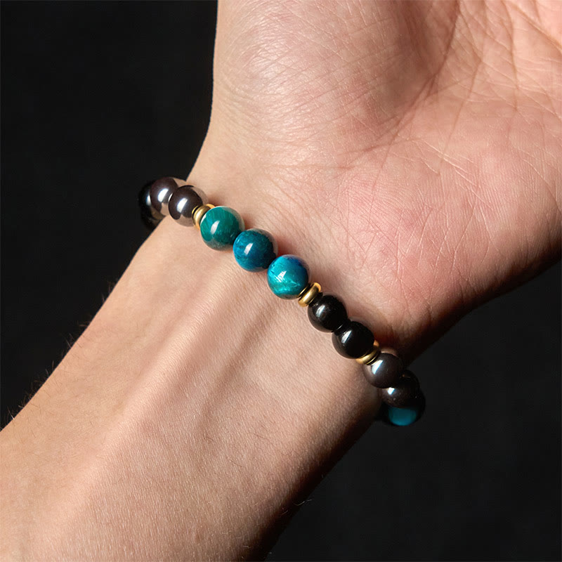 Braccialetto di equilibrio con perline di occhio di tigre blu naturale Buddha Stones - image 4