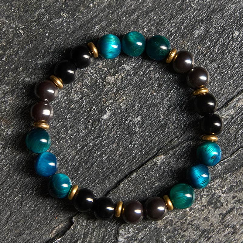 Braccialetto di equilibrio con perline di occhio di tigre blu naturale Buddha Stones - Occhio di tigre blu (circonferenza del polso: 19-22 cm) - image 0