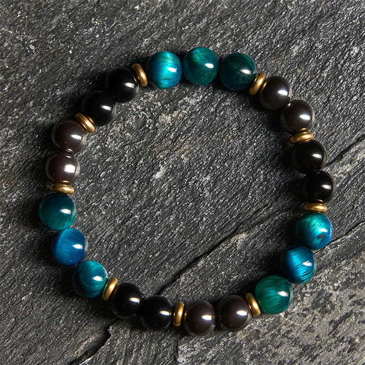 Braccialetto di equilibrio con perline di occhio di tigre blu naturale Buddha Stones - Occhio di tigre blu (circonferenza del polso: 19-22 cm) - image 0