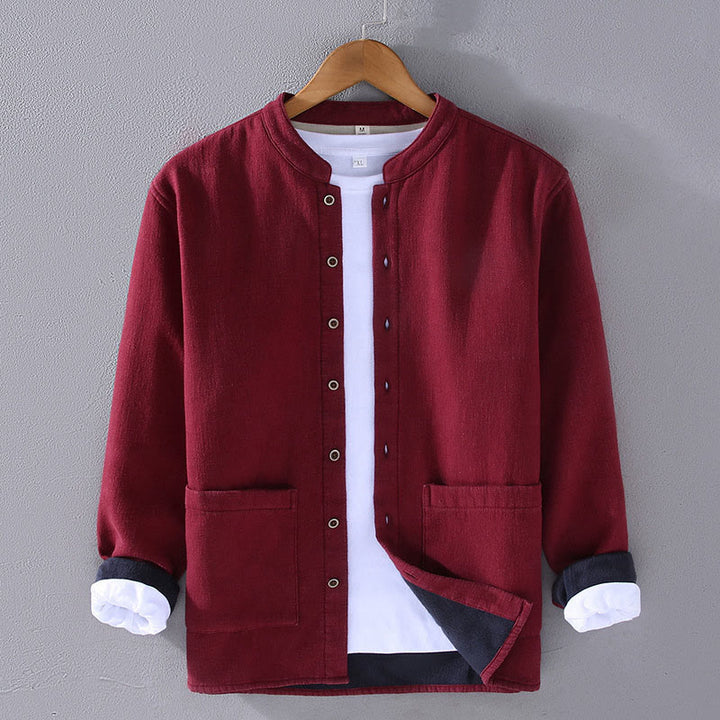 Giacca da uomo in cotone ramiè con fodera in pile termico, collo standard, maniche lunghe e tasche Buddha Stones - FireBrick - US/UK/AU42, EU52 (3XL) - image 1