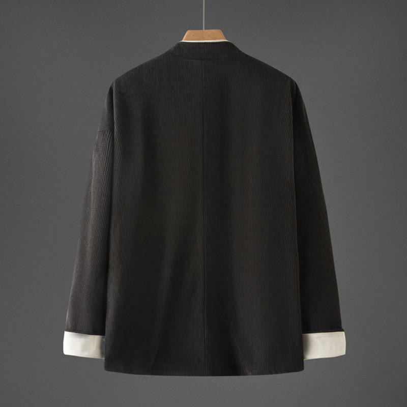 Giacca da uomo in cotone con colletto alla coreana, maniche lunghe, bottoni a rana e tasche, modello Buddha Stones - image 11