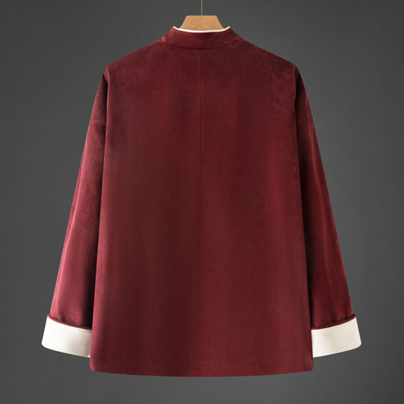 Giacca da uomo in cotone con colletto alla coreana, maniche lunghe, bottoni a rana e tasche, modello Buddha Stones - image 9