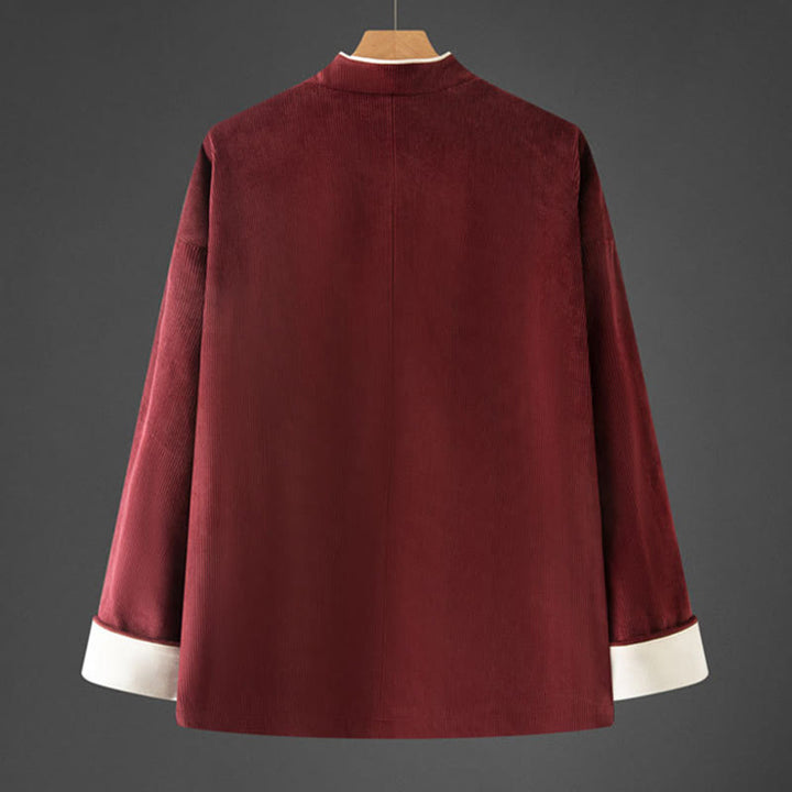 Giacca da uomo in cotone con colletto alla coreana, maniche lunghe, bottoni a rana e tasche, modello Buddha Stones - image 9