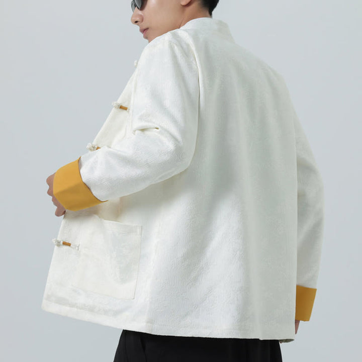 Giacca da uomo in cotone con maniche lunghe, bottoni a rana , Buddha Stones Jacquard e tasche - image 17