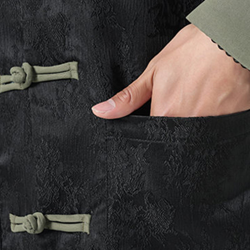 Giacca da uomo in cotone con maniche lunghe, bottoni a rana , Buddha Stones Jacquard e tasche - image 10