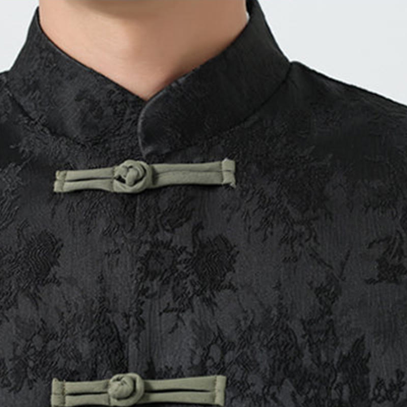 Giacca da uomo in cotone con maniche lunghe, bottoni a rana , Buddha Stones Jacquard e tasche - image 9