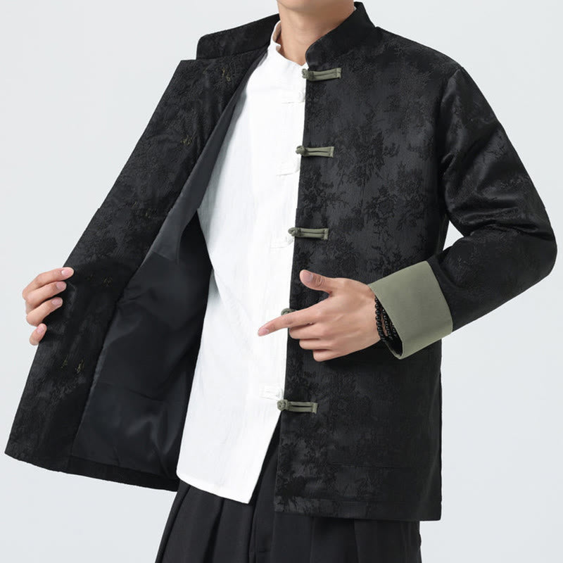 Giacca da uomo in cotone con maniche lunghe, bottoni a rana , Buddha Stones Jacquard e tasche - image 6