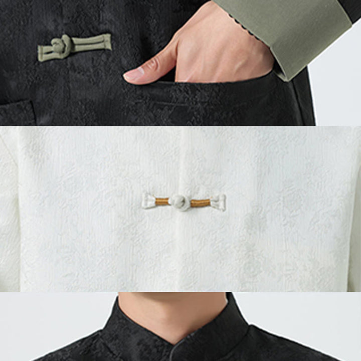 Giacca da uomo in cotone con maniche lunghe, bottoni a rana , Buddha Stones Jacquard e tasche - image 19