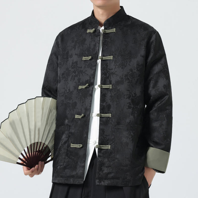 Giacca da uomo in cotone con maniche lunghe, bottoni a rana , Buddha Stones Jacquard e tasche - image 8