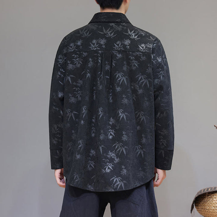 Giacca da uomo in cotone a maniche lunghe con bottoni a rana, motivo jacquard con Buddha Stones - image 3