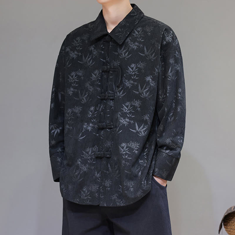 Giacca da uomo in cotone a maniche lunghe con bottoni a rana, motivo jacquard con Buddha Stones - image 2