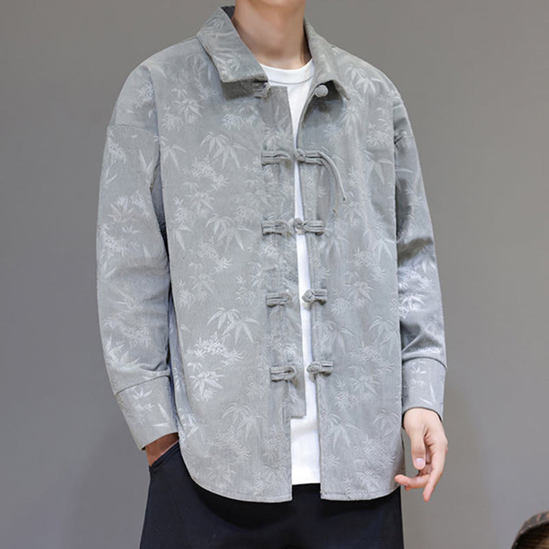 Giacca da uomo in cotone a maniche lunghe con bottoni a rana, motivo jacquard con Buddha Stones - image 14