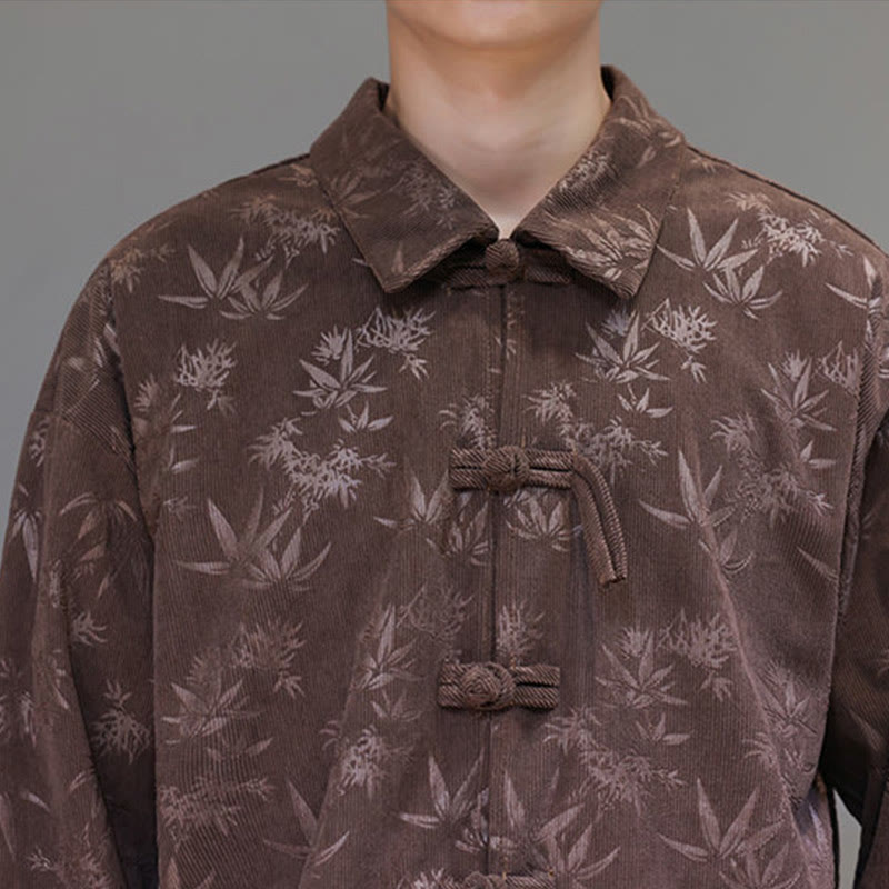 Giacca da uomo in cotone a maniche lunghe con bottoni a rana, motivo jacquard con Buddha Stones - image 34