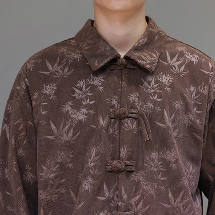 Giacca da uomo in cotone a maniche lunghe con bottoni a rana, motivo jacquard con Buddha Stones - image 34