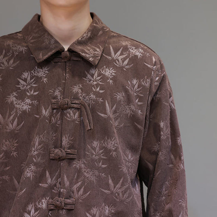 Giacca da uomo in cotone a maniche lunghe con bottoni a rana, motivo jacquard con Buddha Stones - image 35