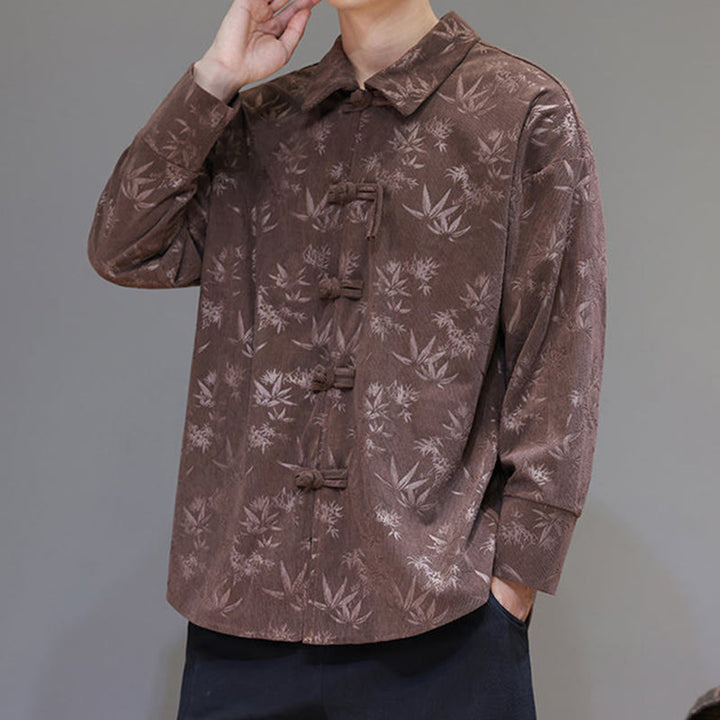 Giacca da uomo in cotone a maniche lunghe con bottoni a rana, motivo jacquard con Buddha Stones - image 33