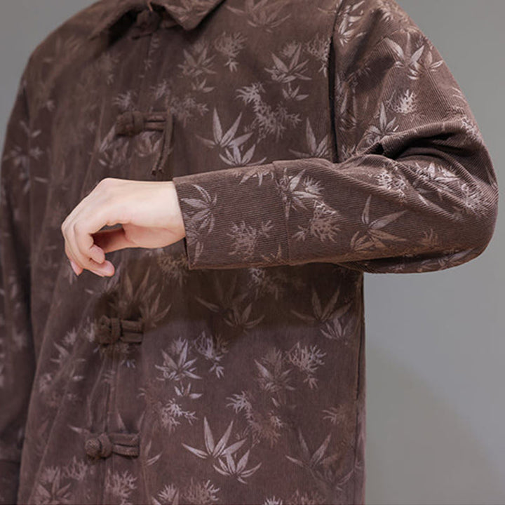Giacca da uomo in cotone a maniche lunghe con bottoni a rana, motivo jacquard con Buddha Stones - image 36
