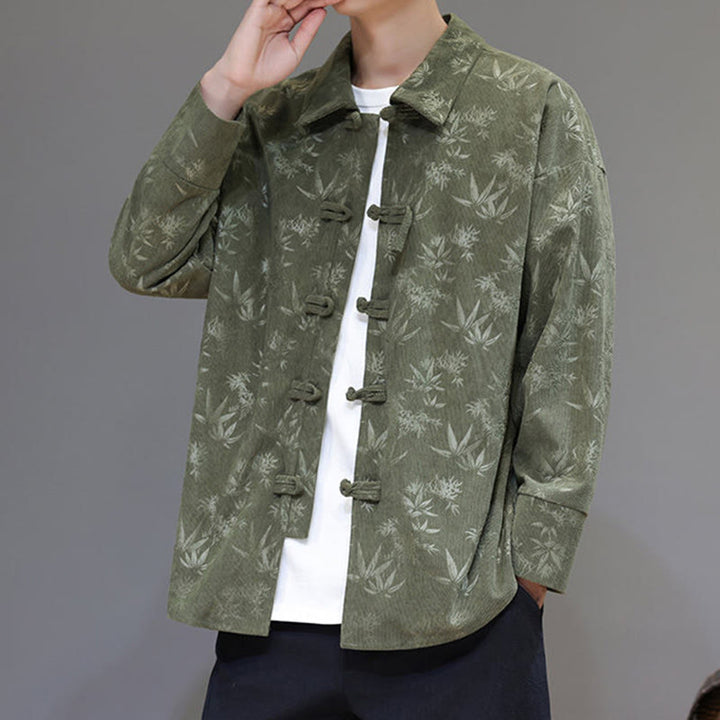 Giacca da uomo in cotone a maniche lunghe con bottoni a rana, motivo jacquard con Buddha Stones - image 17