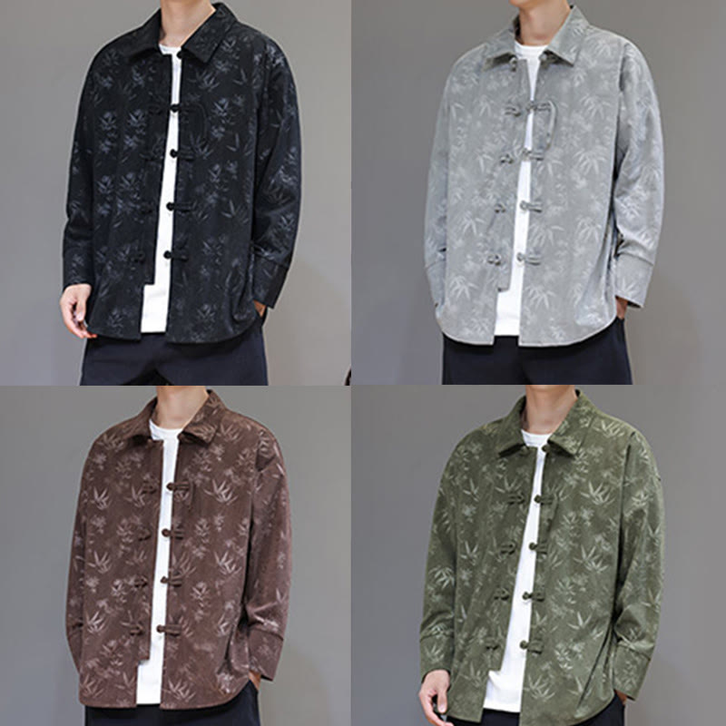 Giacca da uomo in cotone a maniche lunghe con bottoni a rana, motivo jacquard con Buddha Stones - image 37