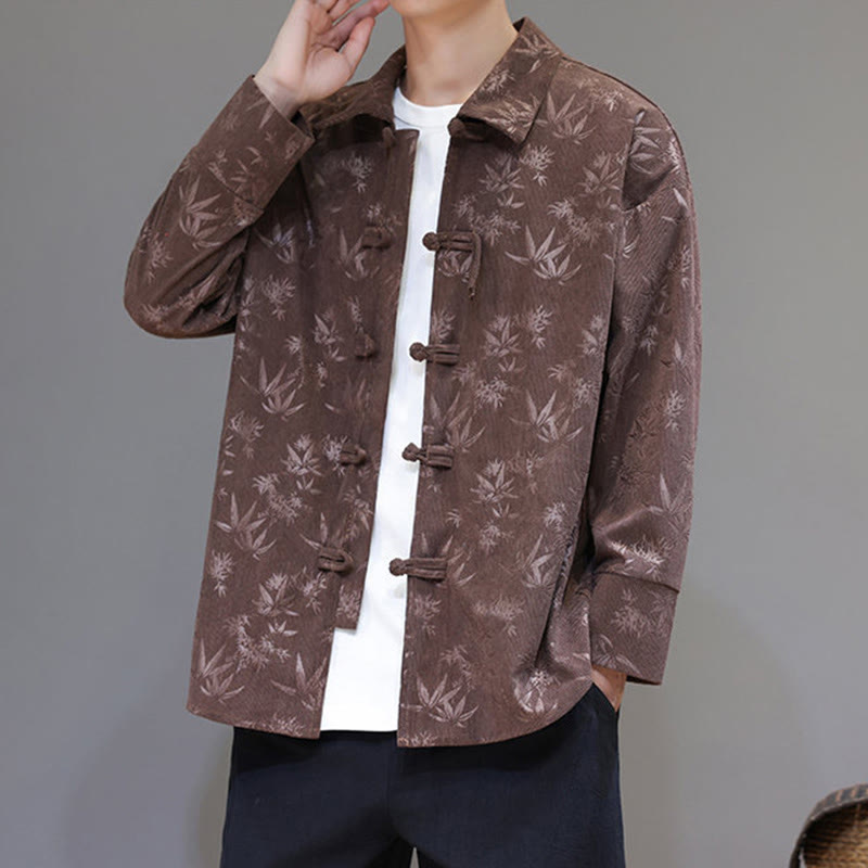 Giacca da uomo in cotone a maniche lunghe con bottoni a rana, motivo jacquard con Buddha Stones - image 30