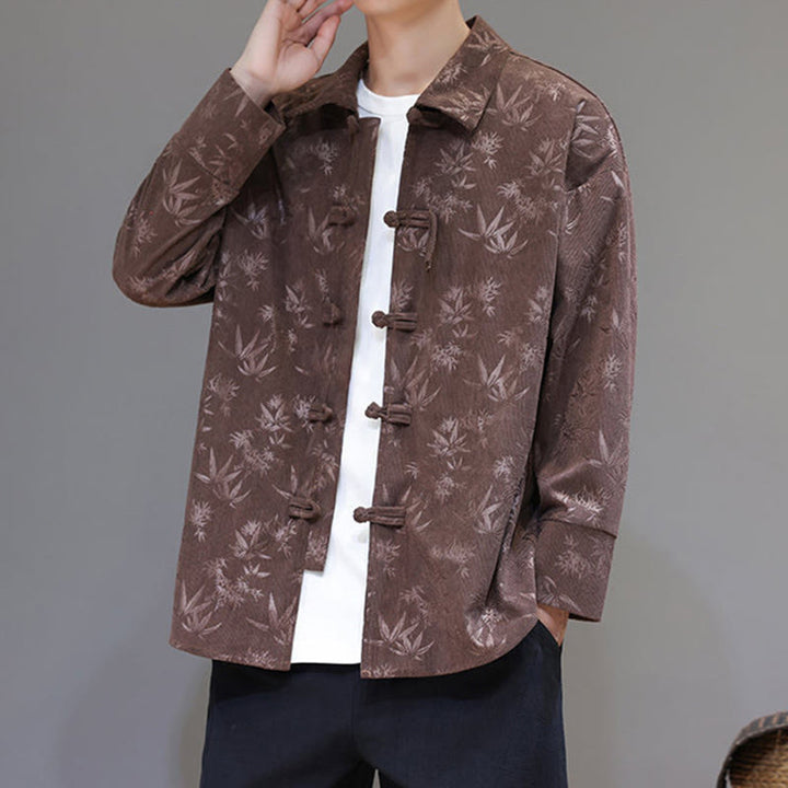 Giacca da uomo in cotone a maniche lunghe con bottoni a rana, motivo jacquard con Buddha Stones - image 30