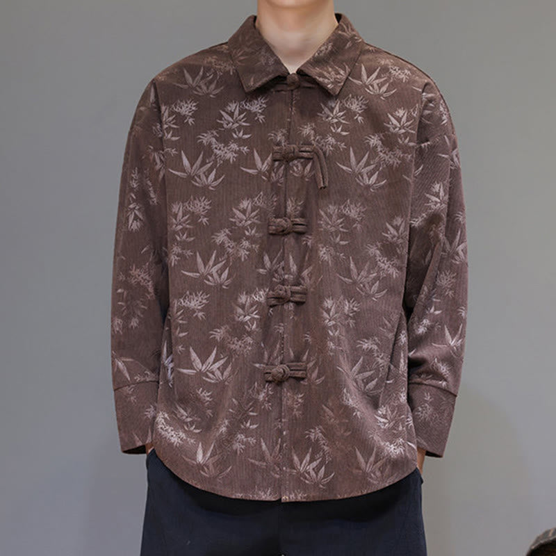 Giacca da uomo in cotone a maniche lunghe con bottoni a rana, motivo jacquard con Buddha Stones - image 31