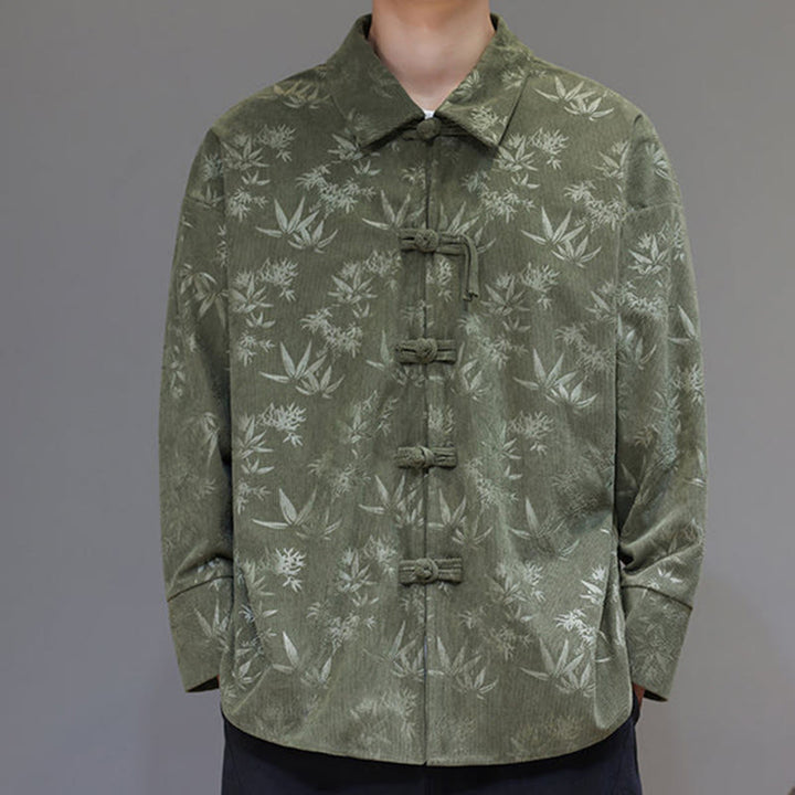 Giacca da uomo in cotone a maniche lunghe con bottoni a rana, motivo jacquard con Buddha Stones - image 22